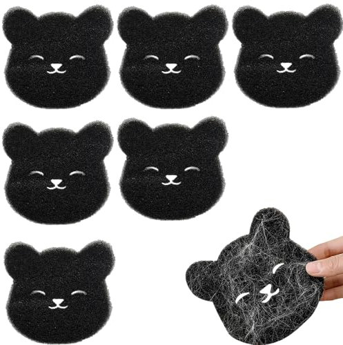 6 Pcs Pet Hair Remover Washing Machine, Pet Hair Catcher, Reusable Washing Machine Hair Catcher Cute Bear Shape for Removing Fur Cleaning Tool