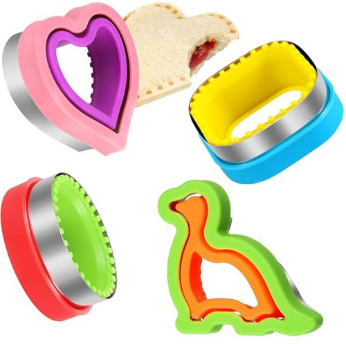 kingkindsun Juego de cortador y sellador de sándwiches, 4 piezas para descongelar panqueques, desoxidantes para hacer sándwiches, hamburguesas, pasteles, cortadores de galletas para niños