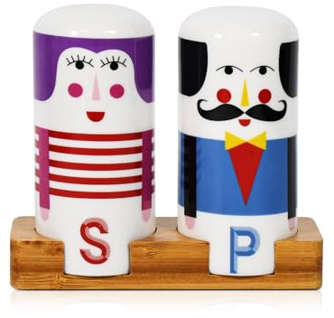 2PCS Ceramic Salt and Pepper Shakers Set with Bottom Bracket, Scandinavian Style Pepper Sets Refillable Spice Dispenser, Perfect Seasonal Kitchen Accessory & Gift for Kitchen Lovers