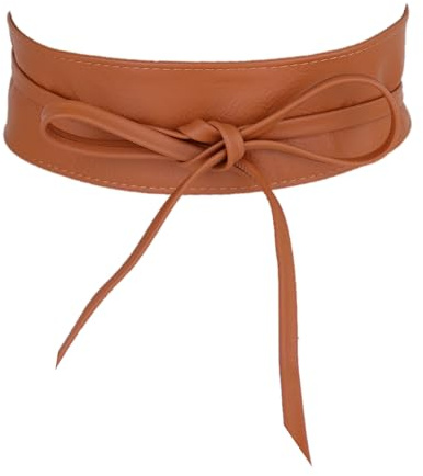 MIRROSI Taillengürtel Wickelgürtel aus Echtleder, Schleife mit breitem Bund (mit breitem Bund zum Wickeln (7cm Breit, 265cm lang) OBi Gürtel, Bindegürtel, Schnürgürtel, Wickelgürt
