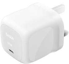 Belkin USB-C Plug 65W, Fast Charging Wall Charger, Type C Phone Charger - Compatible with Apple iPhone 16/15/14/13, Galaxy S25, Google Pixel 9, MacBook, iPad, AirPods, Chromebook, & More - White