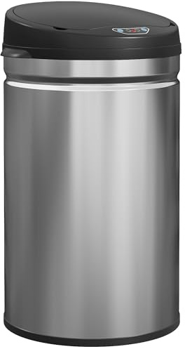 HOMCOM Cubo de Basura Cocina Automático 30 L, Sensor Infrarrojo, Plata | Papelera de Cocina de Acero Inoxidable, Cierre Automático, Antihuellas, para Dormitorio, Oficina