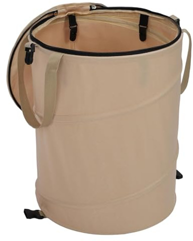 Gartenabfallsack stabil 37L-Selbststehend Gartensack Laubsack mit Deckel,Wiederverwendbar Grünschnittsack Laubsammler Wasserdicht für Gartenabfälle und Grünschnitt (Beige, Klein)