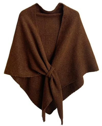 Dreieckstuch Damen, Kaschmir Schal, Dreiecksschal Winter Strick, Poncho Schal Damen, Strick-Cape Offene Front