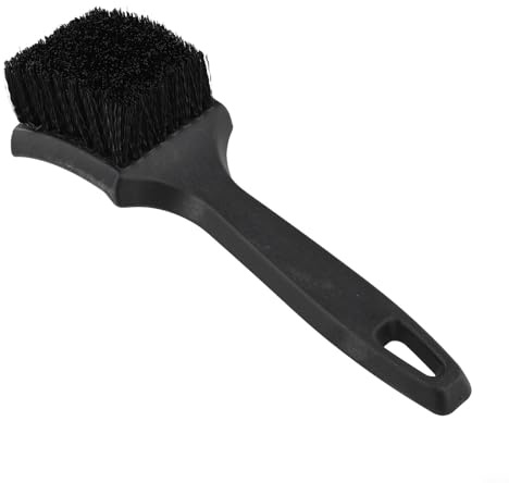 Spazzola per cerchioni auto con manico in plastica per lavaggio e dettaglio, adatta per la pulizia di pneumatici, tappeti e tappetini (nero)