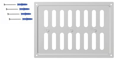 DEMLOU Rektangulärt Justerbart Ventilationsgaller 24x17 cm – Galvaniserat Stål Luftventil med Rörliga Lameller – Vägg- eller Takventil – Stålfärg.