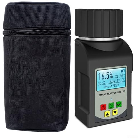 Misuratore di umidità per cereali con display LCD per 25 tipi di cereali, inclusi caffè e fagioli di cacao, tester portatile ABS con risoluzione dello 0,1%, compensazione automatica della temperatura