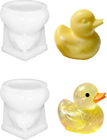 Liiaiyter 3D Duck Silicone Mold - 2 Pieces Non-Stick Duck Molds for Cake Decor, Chocolate, Ice Cubes | Animal Fondant Mold for Candle, Resin, Soap Making, Baby Shower