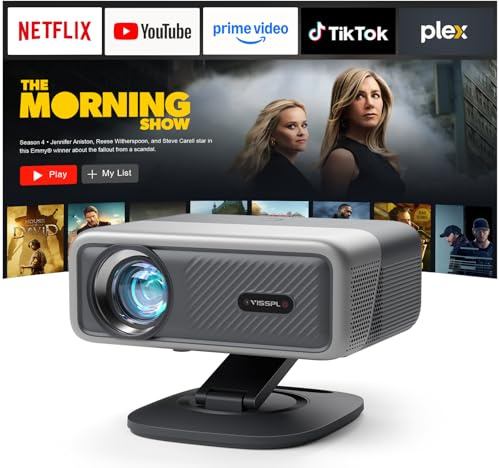 Smart Beamer 4K[Kompatibel mit Netflix] 3D Dolby Audio VISSPL 30000Lumen Autofokus/Auto Trapezkorrektur Projektor,WiFi6 Bluetooth Beamer 4K Heimkino,Outdoor Video Projektor Mit 360° Drehbarem Ständer