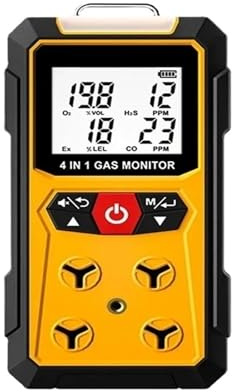 Gas Detector, Detector de Gas 4 en 1, medidor de oxíno, O2, monóxido de Carbono, CO, H2S, analizador de Gases combustibles, Detector de Fugas, Monitor de Calidad del Aire.
