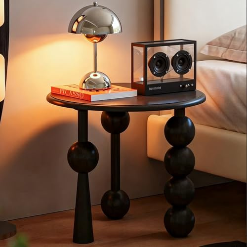Petite table basse ancienne en noyer massif,meuble de salon,d'appoint pour canapé,ronde mobile pour balcon,chevet,Table,idéale pour le,Convient pour,la chambre,un coin ou bureau(Natural wood style)