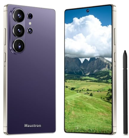 Smartphone Android 15 5G C26Ultra | Display da 6,8 pollici | 8 GB di RAM + 256 GB di memoria interna (espandibile fino a 128 GB) | Doppia SIM | Doppia fotocamera | Riconoscimento facciale | Viola