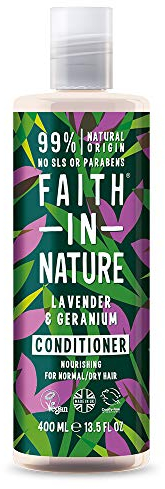 Faith In Nature Natural Lavender & Geranium Conditioner, Balancing for Normal Hair & Scalp, Vegan & Cruelty Free, No SLS, Silicones or Parabens, 400ml