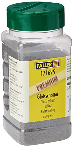 FALLER 171695 - Premium-Gleisschotter, 500 ml, dunkelgrau (für C-Gleis)