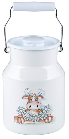 Riess, 0506-084, Milchkanne mit Deckel 1.5L, ALMLIESEL, Weiß, Vol. (rec.): 1,5 Liter, Made in Österreich, LBH: 15,3x13,2x19,1cm, 0,758kg, Deckel, Kratzfest, Gasherd geeignet, Elektroherd geeignet