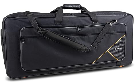GEWA Keyboard Gig-Bag Premium, reiß- und wasserfest, Cordura 600 Denier, High Density Schaumstoffpolsterung, Fiberglasverstärkung, Metallkarabiner, Namensschild, weicher Tragegriff
