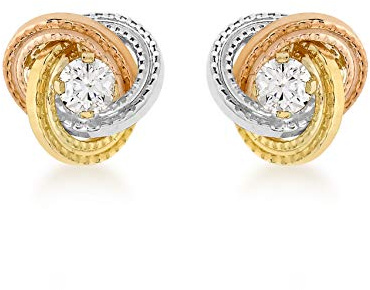 CARISSIMA Damen-Ohrhänger 3 Farben Gold Cubic Zirconia Knot Stud 9 Karat 375 Tricolor 3.57.3283
