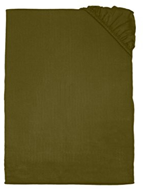 Kinzler C-10031/84 Baumwoll-Satin Spannbettlaken Uni 100x200 cm, Oliv