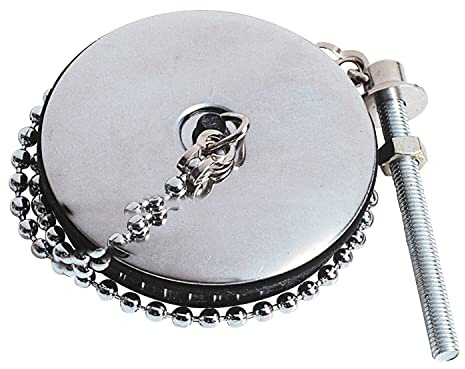 Wirquin 30724020 Bouchon D57 avec enjoliveur en métal et chaînette L300 mm pour évacuation, chromé