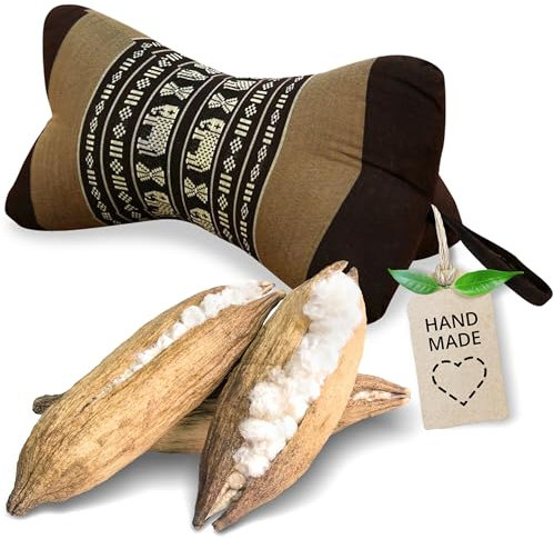 livasia cojín Cervical de Hueso - Ø 15x32cm - Cojín Cervical con Forma de Hueso, Cojín Bordado de sofá, Cojín de Lectura con kapok, para jardín/balcón, Cojín de Viaje Artesano (Marrón/Elefantes)