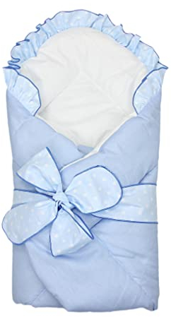 TupTam Unisex Baby Einschlagdecke mit Schleife, Farbe: Blau, Größe: 70 x 70 cm