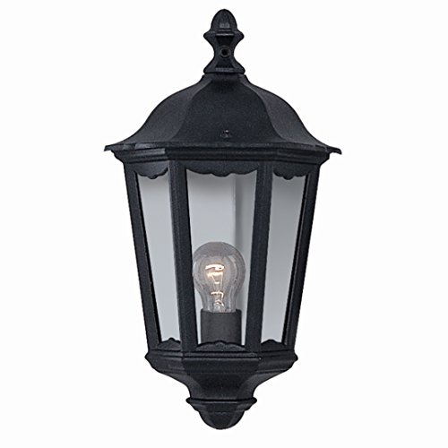 Licht-Erlebnisse Klassische Außenwandleuchte in schwarz E27 max. 60W, LED geeignet Gartenlampe Wandleuchte Wandlampe Hauswandleuchte