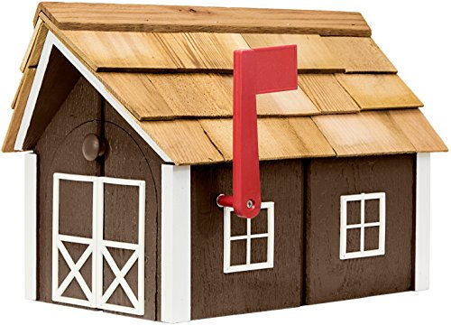 Amish-Made Deluxe Briefkasten aus Holz mit Zedernholzschindeln (Anthrazitbraun mit weißem Rand)