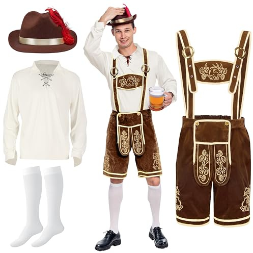 Spooktacular Creations tysk bayersk oktoberfest kostym för män Lederhosen män för halloween utklädningsfest och ölfestival
