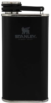 Stanley Classic Easy Fill Wide Mouth Flask 8 oz | Leakproof Hip Flask | Hinge Connected Never Lose Cap | Insulated Stainless Steel Liquor Flask | BPA-Free | Matte Black