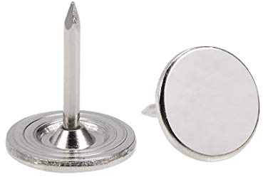 sourcing map Tapicería Clavos Tachuelas 11mmx13mm Plana Cabeza Muebles Clavos Pasadores Plateado Tono para Muebles Sofá Cabeceros, 100 Piezas