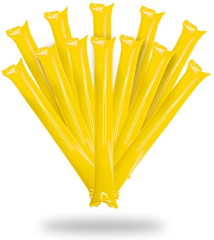FUN FAN LINE - Pack 50 Pairs of Reusable Inflatable Clapping Sticks | Loud Thunder Sticks for Parties Football and Events | Sports and Celebrations Party Favors | Bam Bam Noisemaker (Yellow)
