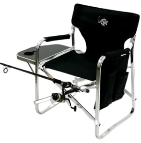 Tuscany Pro Oasis Premium Director Fishing Chair with Rod Holder - Folding Aluminum Chair