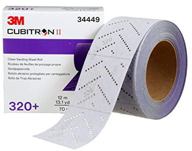 3M Cubitron II Hookit Schleifblechrolle 34449 Multi-Loch, 70 mm x 12 m, 320+, Automotive Schleifrolle Schleifpapier für Beschichtungsentfernung, Karosseriereparatur, Autoschleifen