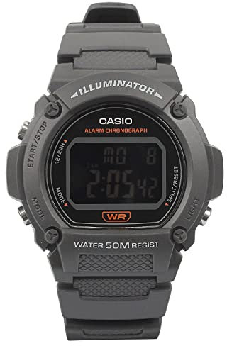 Casio Orologio da polso da uomo al quarzo sport bracciale e cassa in resin di colore blue display analogico black - W-219H-8B