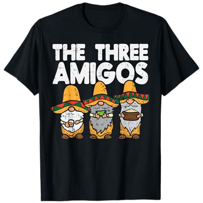 Three Amigos Mexican Gnomes Cute Cinco De Mayo Fiesta Garden T-Shirt