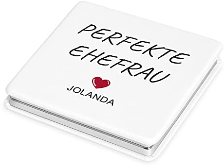 Maverton Taschenspiegel mit Aufdruck - quadratischer Vergrößerungsspiegel - personalisierter Klappspiegel - Reisespiegel für Handtaschen - Geschenk für Frauen