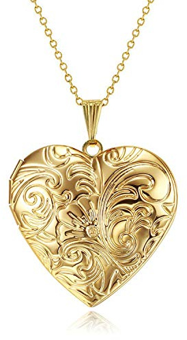 MUERDOU Heart Flower Locket Necklace that Holds Pictures Love Heart Shaped Photo Memory Locket Pendant Necklaces