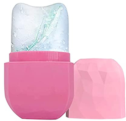 Ice Roller for Face Eyes,Reusable Silicone Facial Treatment Gua Sha Facial Massager Beauty Ice Mold Remove Fine Lines,Shrink Pores,Reduce Acne and Lubricate Tighten Skin(Pink)