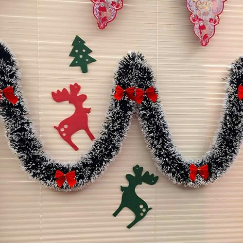 YODEN Christmas Tinsel Garland, 32.8ft Shiny Tinsel Tree Decorations for Indoor & Outdoor Parties