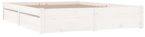 vidaXL Bett mit Schubladen Holzbett Massivholzbett Bettgestell Bettrahmen Doppelbett Schlafzimmerbett Schlafzimmermöbel Weiß 140x200cm