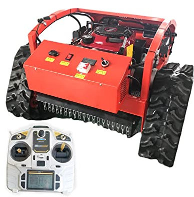 Robot Lawn Mower, four sroke gasoline Lawn mower with remote control, 7.5/HP Power, Crawler mower Climbs up to 30° incline, Lawn Care Equipment, for Farm, Home Garden, Orchard