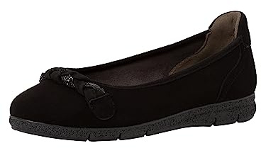 Tamaris Comfort Damer 8-82102-41 bekväm multibredd bekväm sko damsko med kedja vardagsskor affärs ballerinaskor, svart, 39 EU Weit