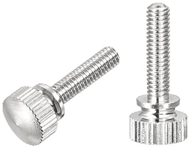 sourcing map Knurled Thumb Screws, M4x16mm Brass Shoulder Bolts Grip Knobs Fasteners, Nickel Plated 2Pcs