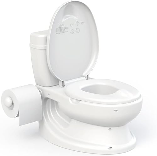 Virsus Vasino Educativo per bambini, 39x28x38 cm, con suono scarico realistico, toilette da apprendimento, gommini antiscivolo, seduta ergonomica, ideale come primo WC per il tuo bambino (Bianco)