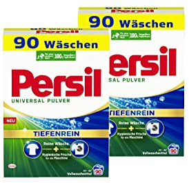 Persil Universal Pulver Tiefenrein Waschmittel 180 WL (2 x 90 Waschladungen), Vollwaschmittel für reine Wäsche und hygienische Frische für die Maschine, effektiv von 20 °C bis 95 °C