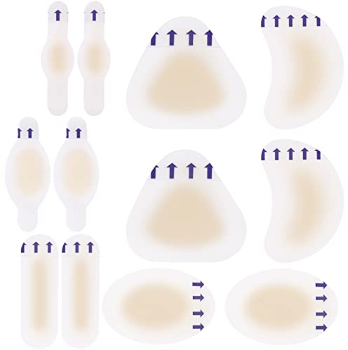 12pcs Apósitos Ampollas,Parches de Ampollas,Hidrocoloides para ampollas,Tiritas ampollas,Ampollas pies,Vendajes invisibles para Dedos,Dedos los Pies,Talones,Prevención ampollas,6 estilos
