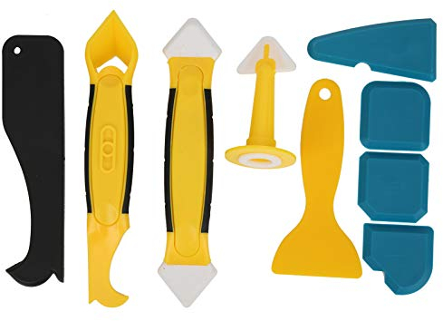 9-in-1-Dichtungswerkzeug-Set, Fugenschaber, Leimschnabel, Gummischaufel, Gummispatel für Badezimmer, Fenster, Küche, Bau, Silikon-Dichtung