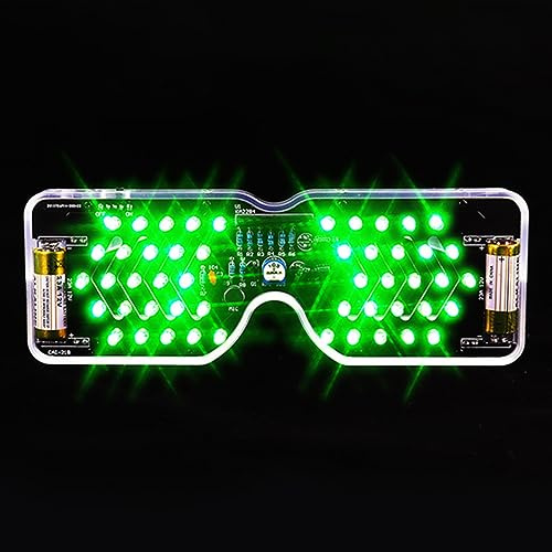 DollaTek DIY-Löt-Übungsset, musikgesteuertes LED-Leuchtbrillen-Set mit Batterie, Leuchtdiodenblitz, elektronischer Massenspaß