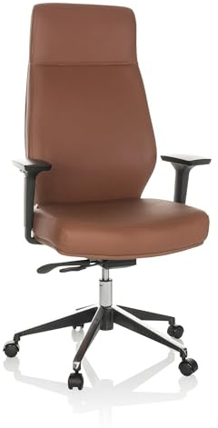 hjh OFFICE Profi Chefsessel VITORO ECO Kunstleder Drehstuhl mit hoher Rückenlehne ergonomisch, Braun, 729454