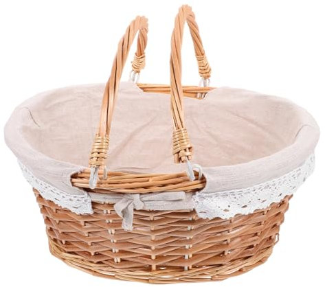 CIYODO Handgeflochtener Picknickkorb Aus Rattan Vielseitiger Obstkorb Mit Tragegriff Stabil Und Langlebig Für Hochzeiten Feiern Picknicks Und Mehr Natürliche Farbe